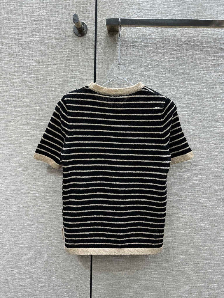 manches courtes en tricot rayé