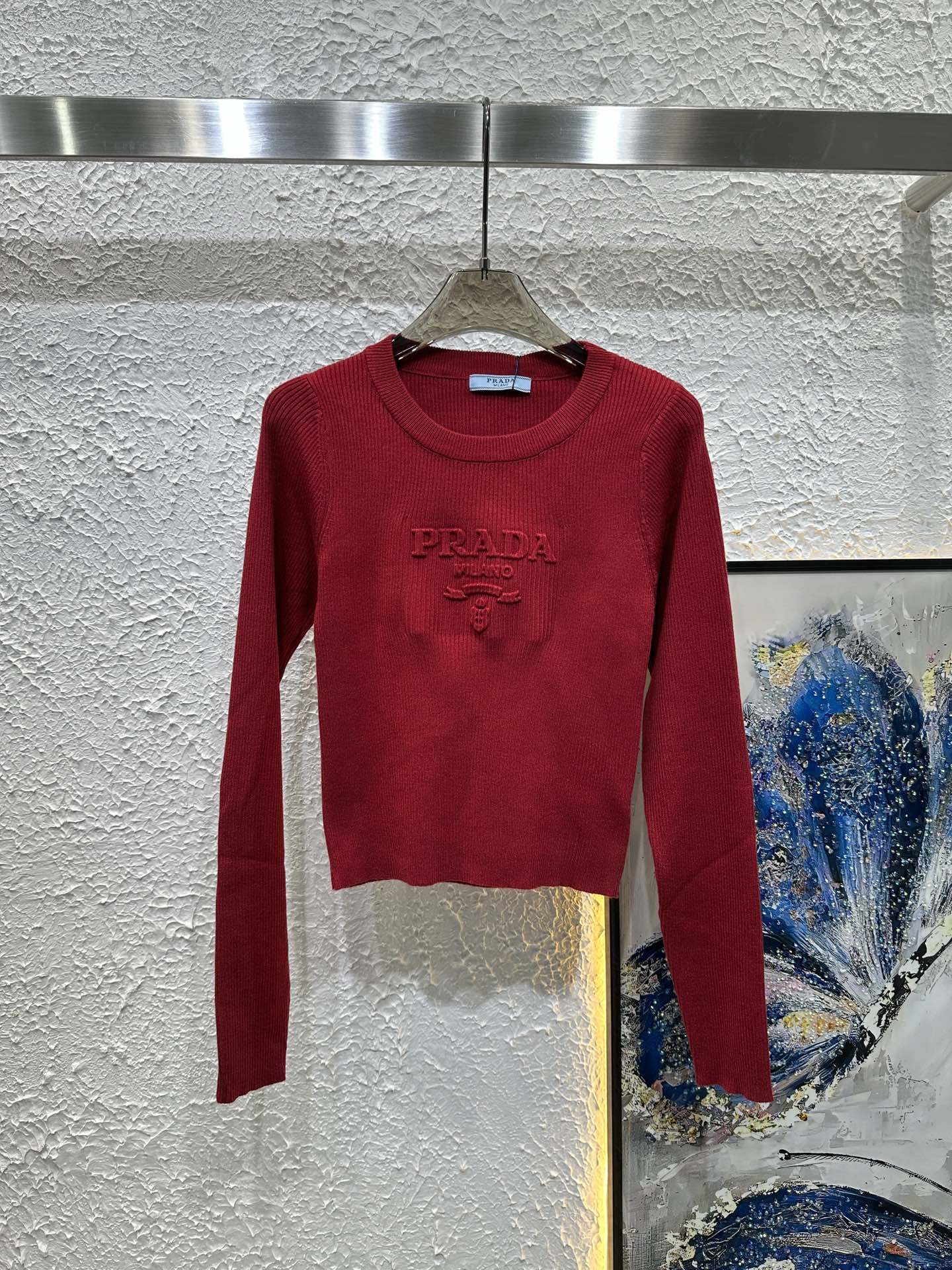 Strick-Langarmshirts mit 3D-Stahldruck