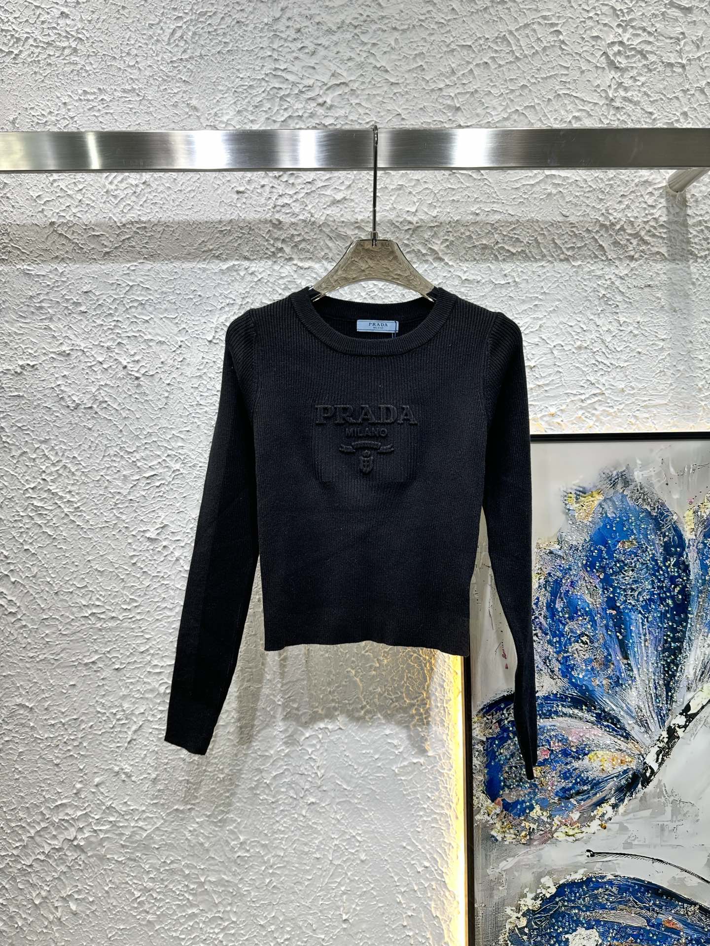 Strick-Langarmshirts mit 3D-Stahldruck