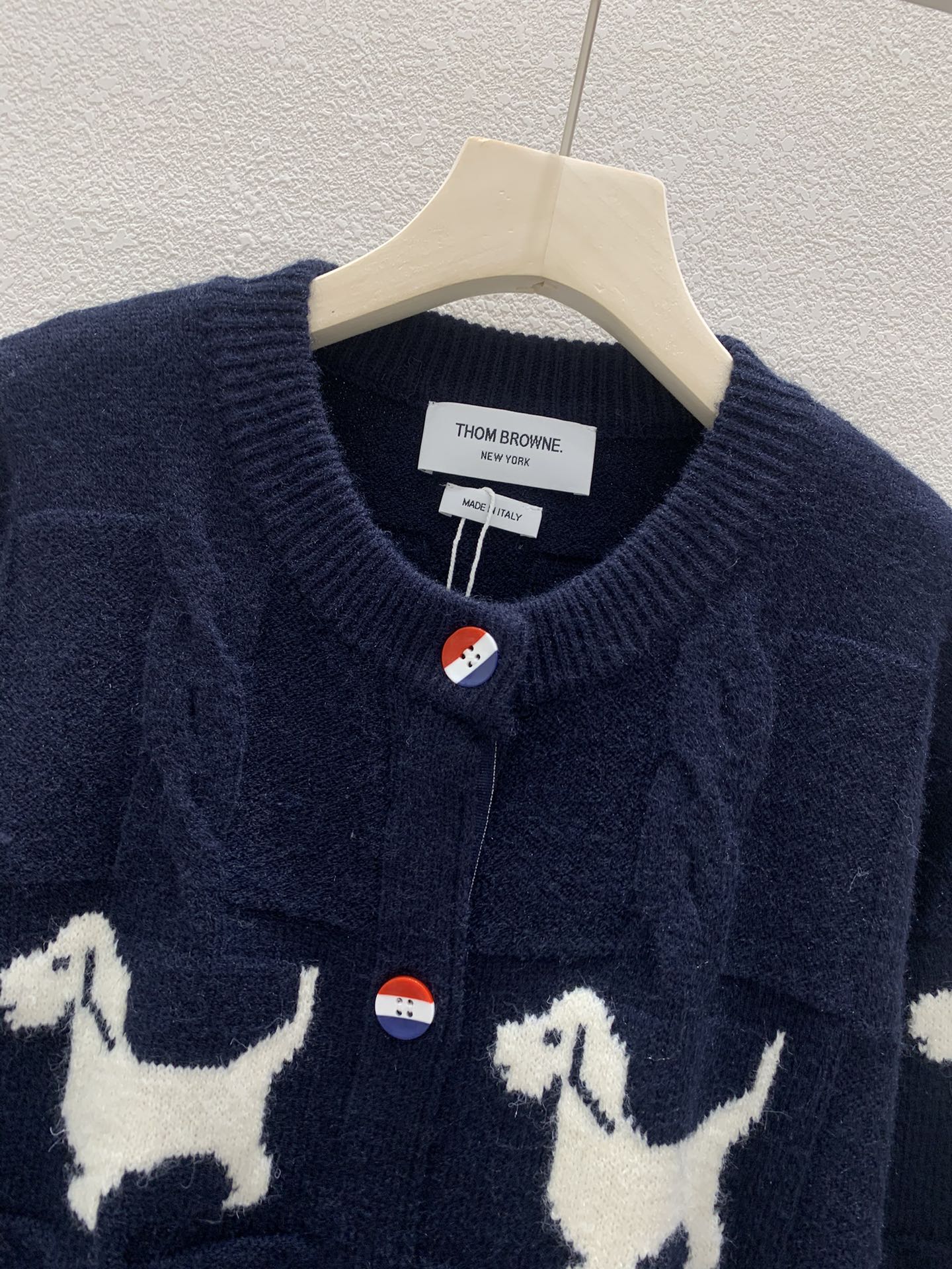 Cardigan ras du cou en tricot imprimé chiot