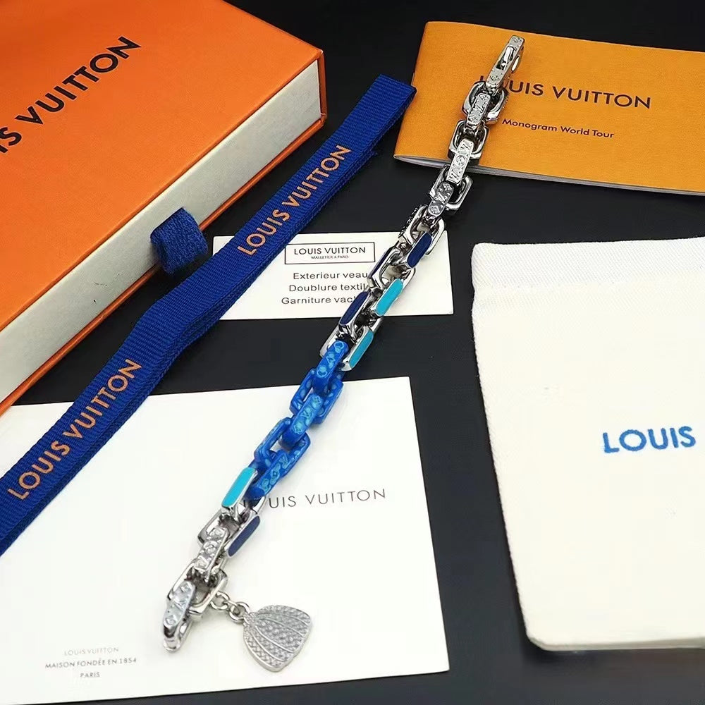 Bracelet citrouille patchwork bleu et argent
