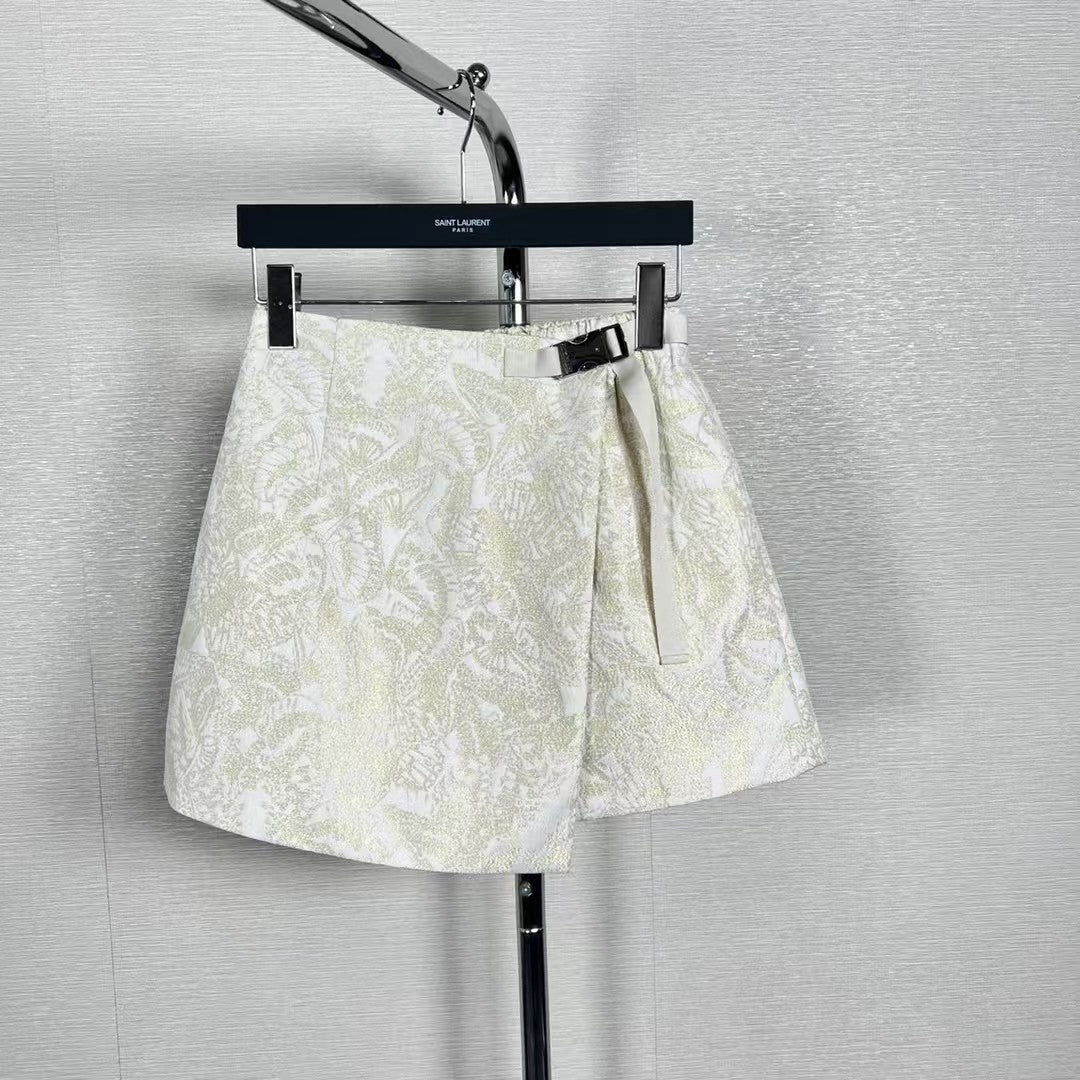 25SS Goldfarbener Schmetterlingsrock mit elastischer Taille