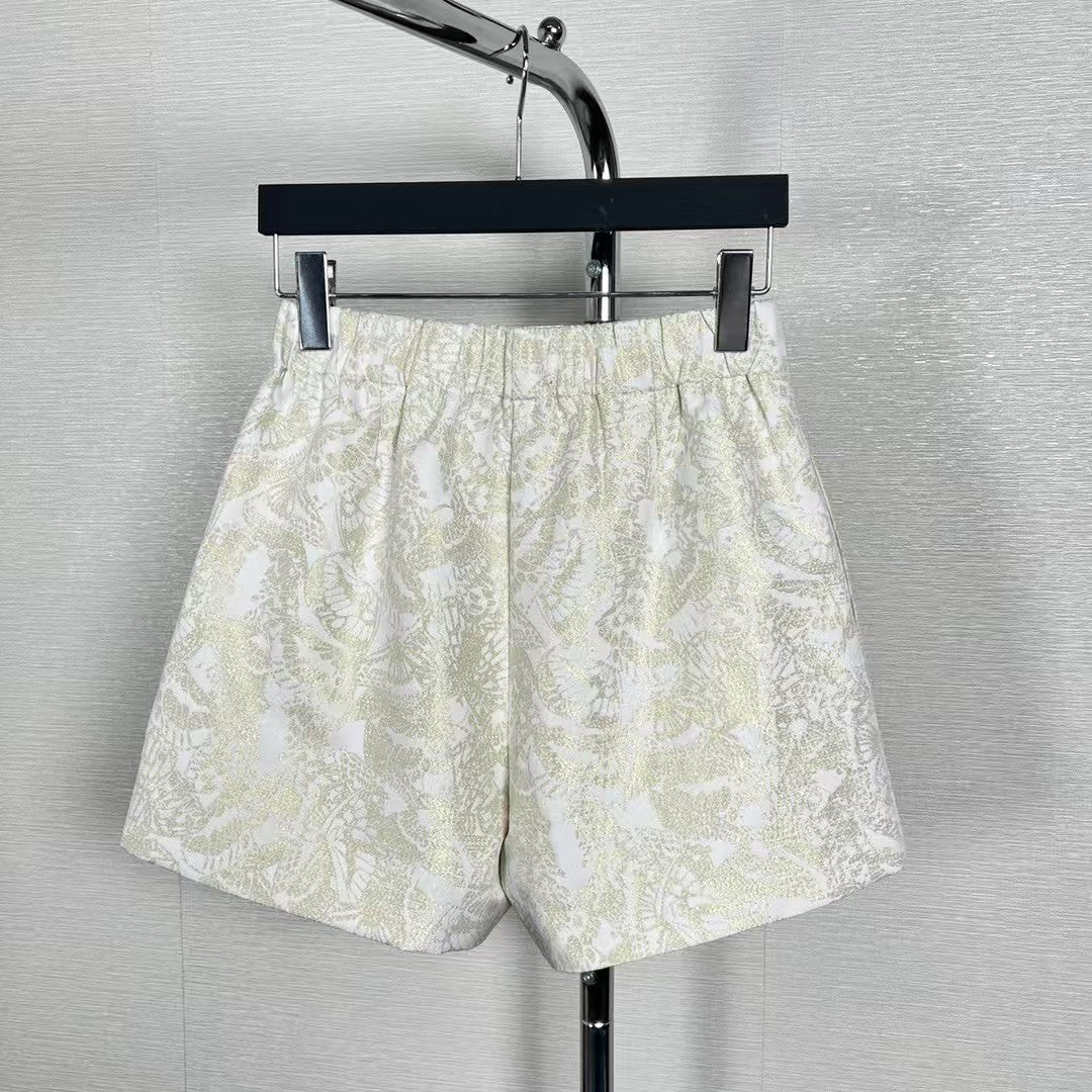 25SS Goldfarbener Schmetterlingsrock mit elastischer Taille