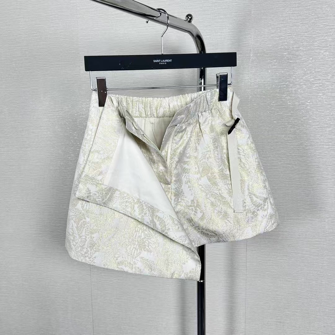 25SS Goldfarbener Schmetterlingsrock mit elastischer Taille