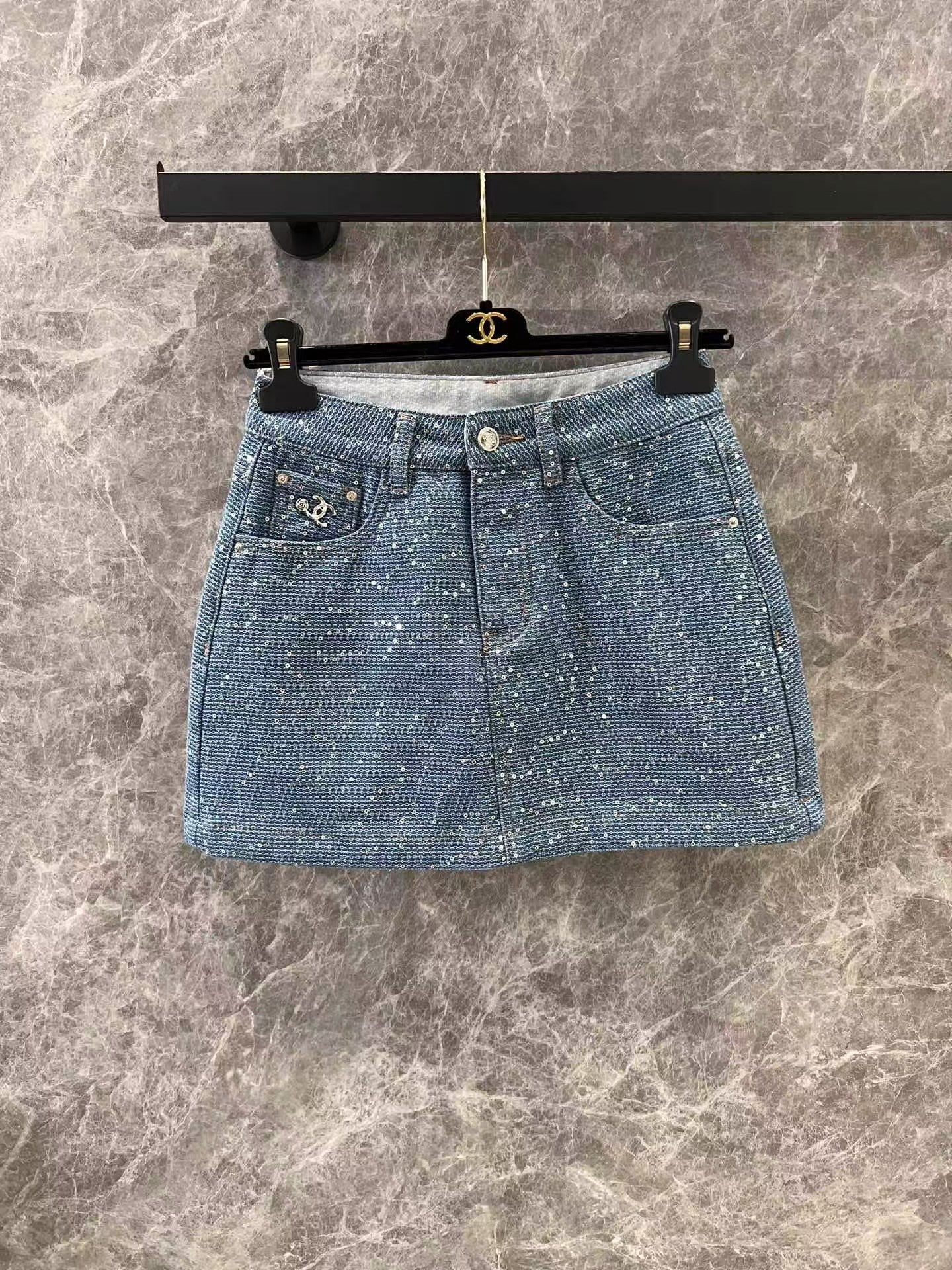 Jupe en jean à paillettes épaisses 25ss