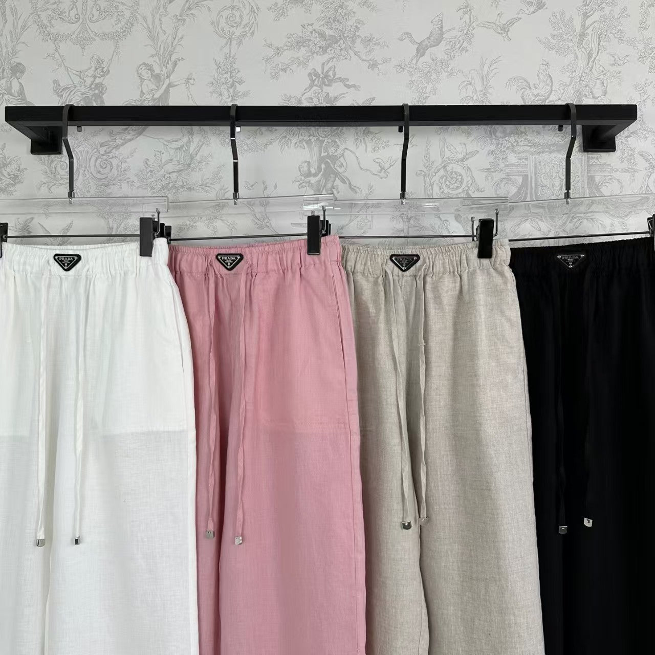 Pantalon large à taille élastique en lin de début de printemps 25