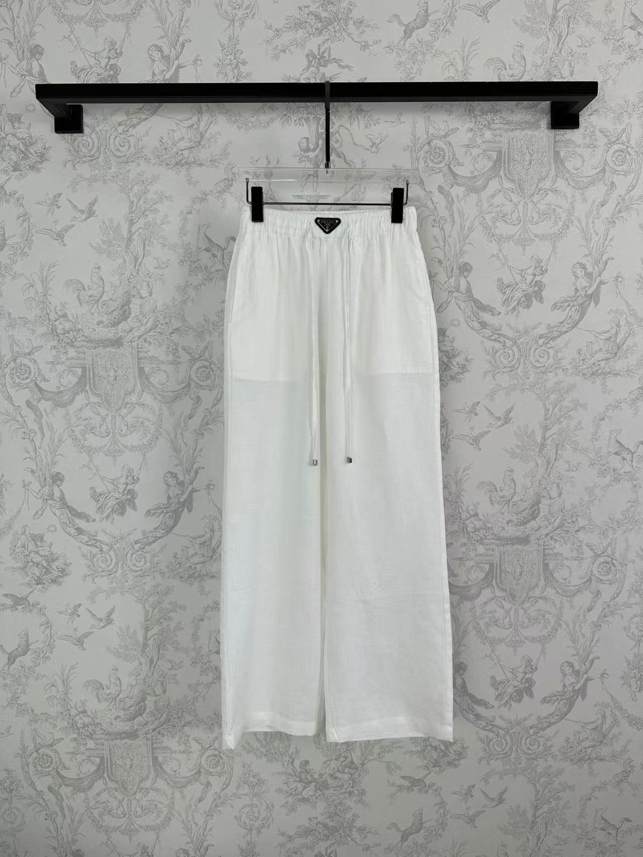 Pantalon large à taille élastique en lin de début de printemps 25