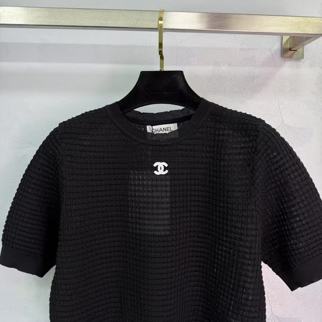 Nouveau pull tricoté à col rond et manches courtes pour le printemps et l'été