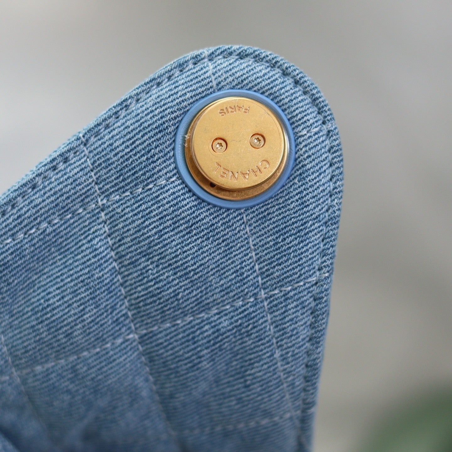 Denim Quilted Bucket Bag with Contrast Chain