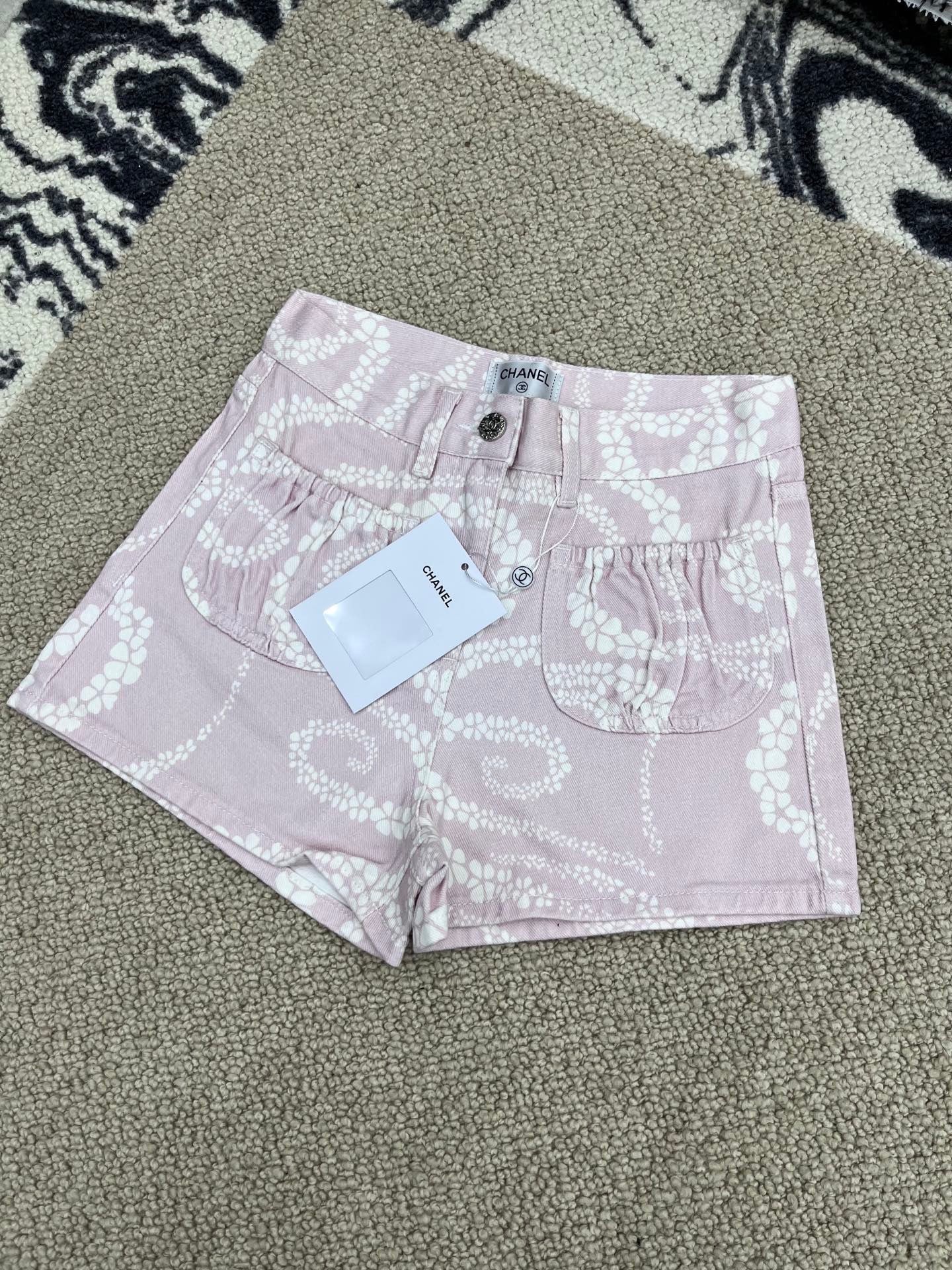 Printed Denim Shorts