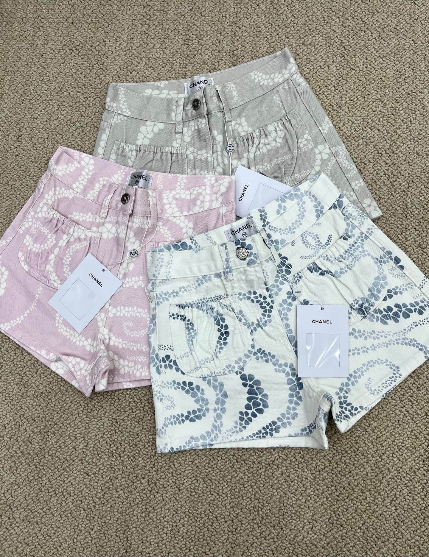 Printed Denim Shorts