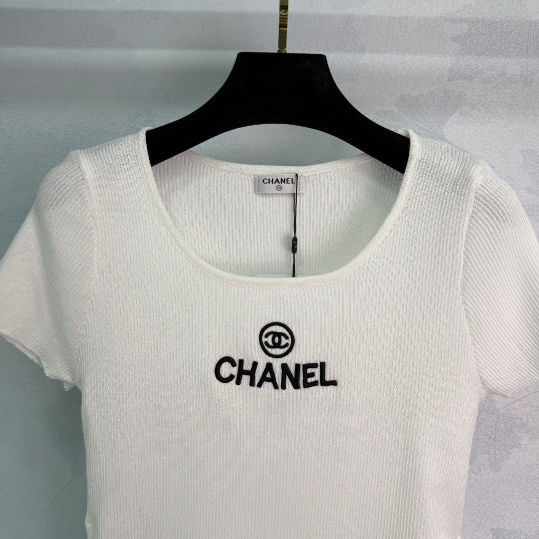 Ribbed Logo Tees with Side Drawstrings