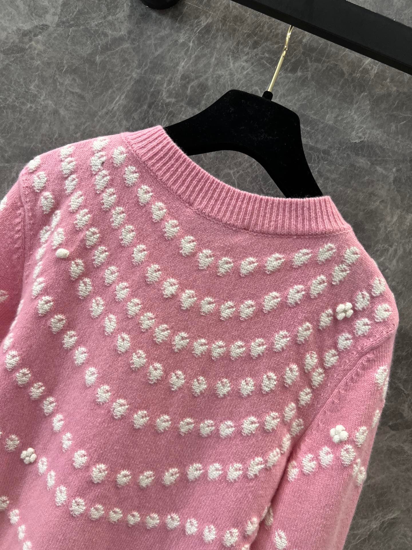 Cashmere Pearl Jacquard Cardigan