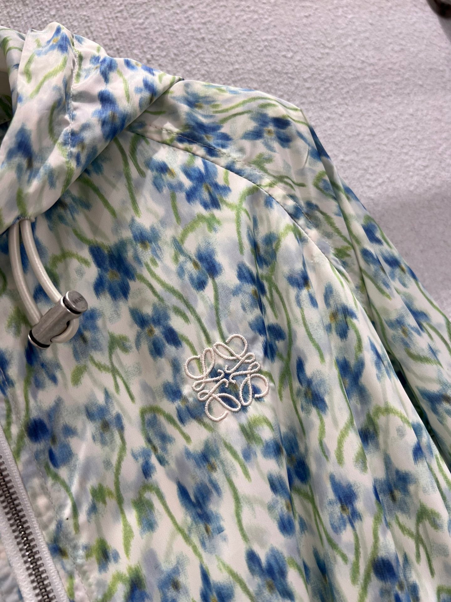 Early Autumn New Light Blue Floral Hooded Jacket
