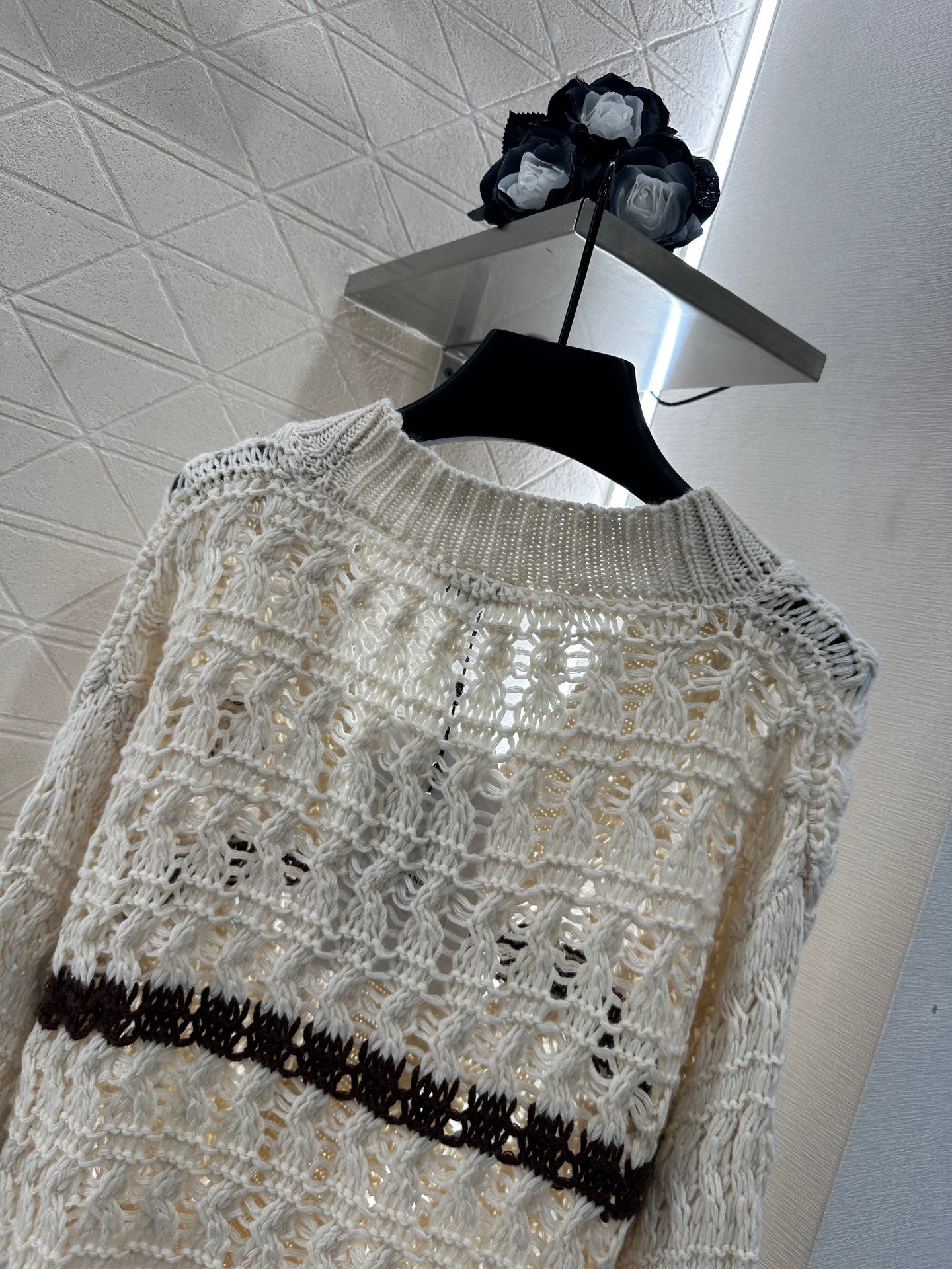Contrast color crochet cardigan