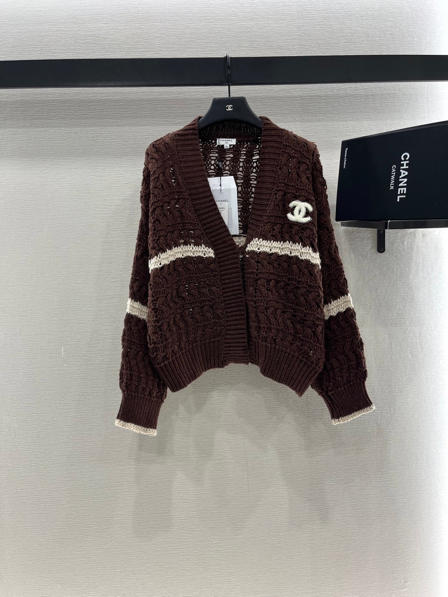 Contrast color crochet cardigan