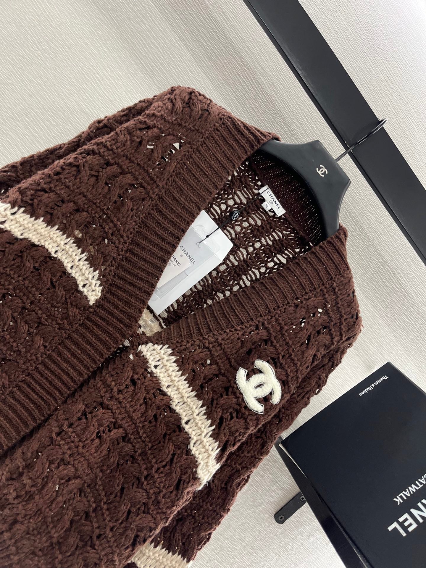 Contrast color crochet cardigan
