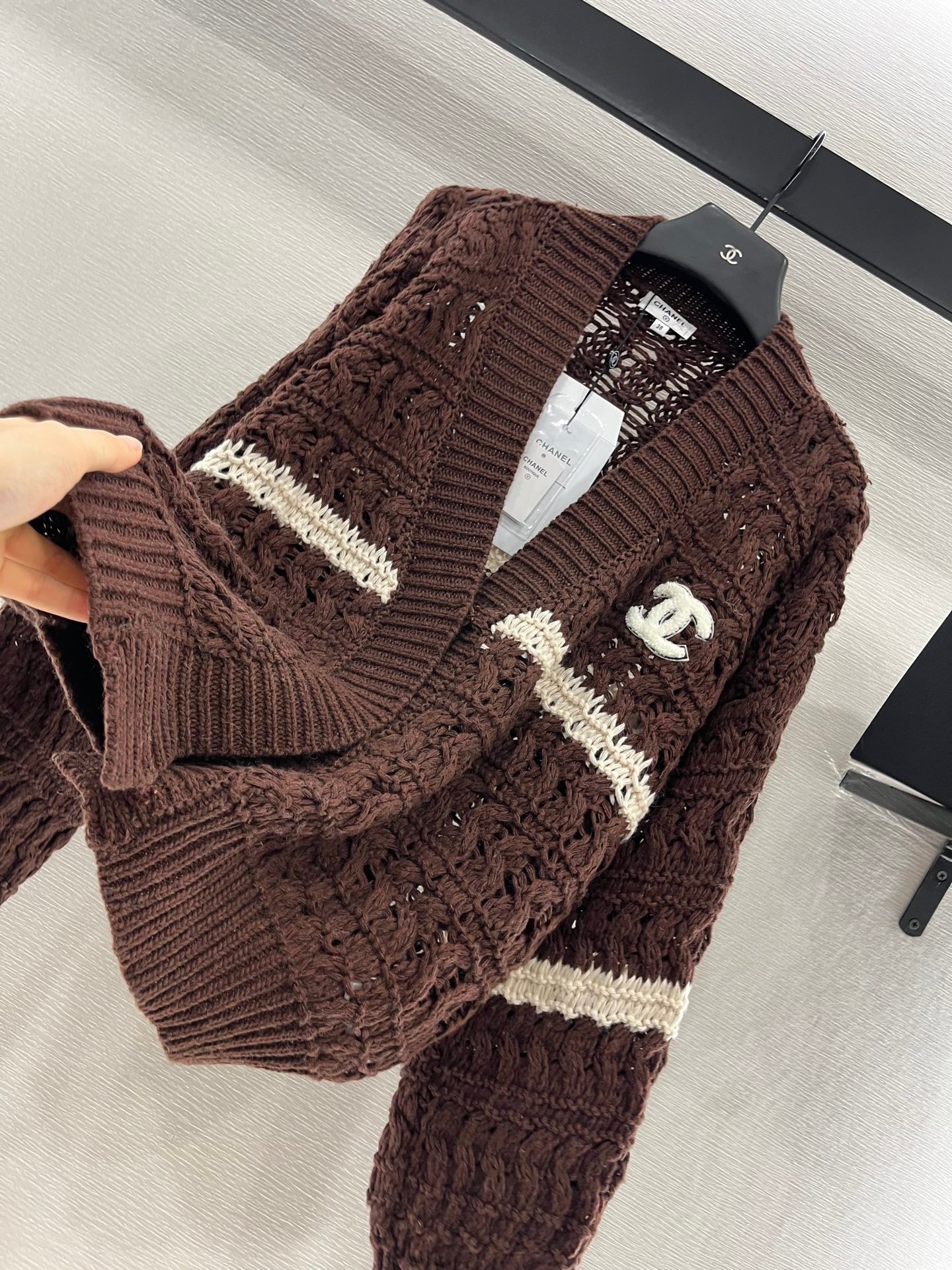 Contrast color crochet cardigan