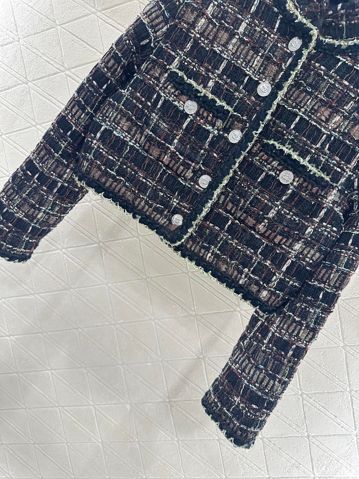 Plaid woven dress jacket and skirt set