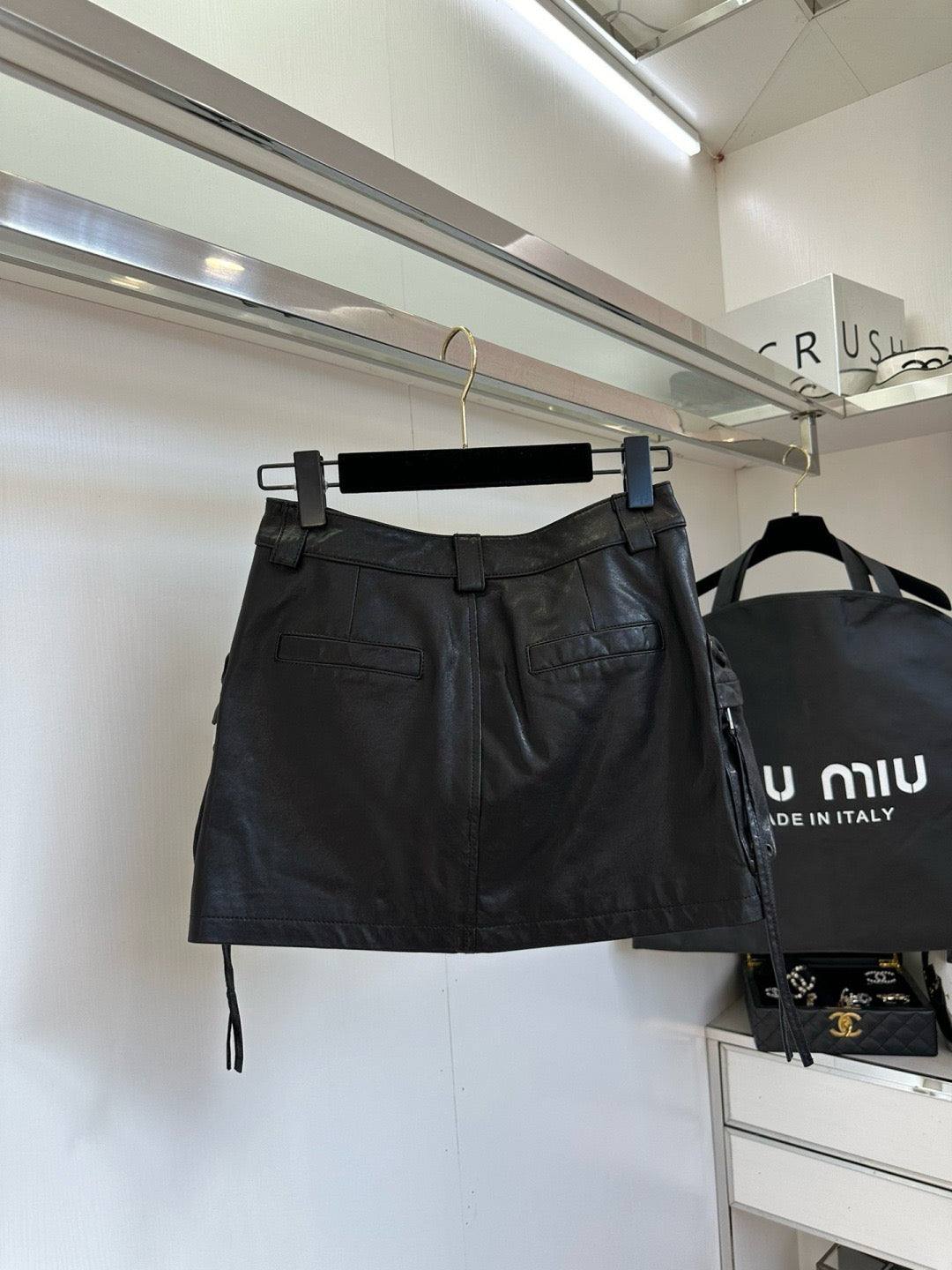 Rubbed sheepskin skirt