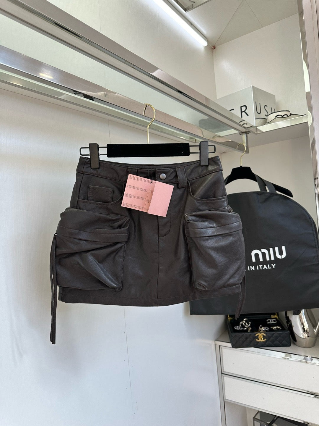 Rubbed sheepskin skirt