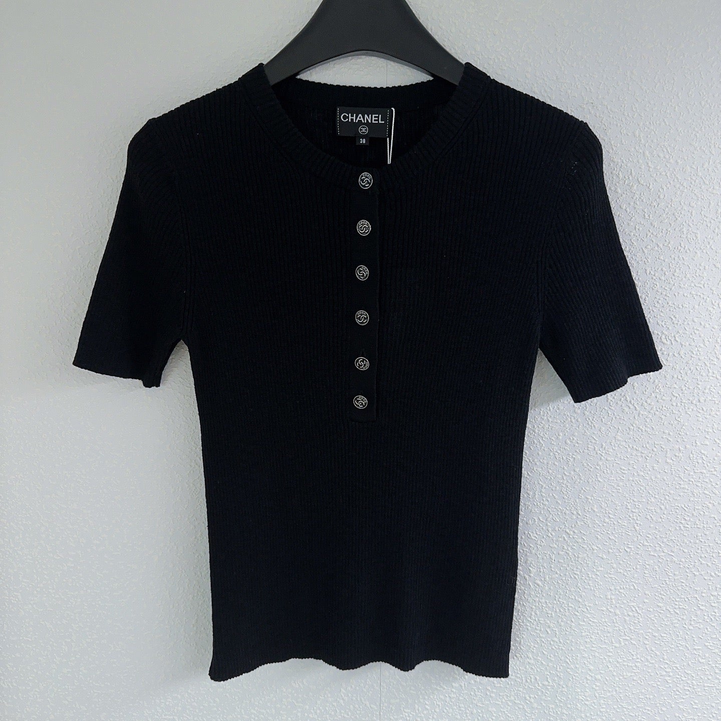 Round neck button-down short-sleeved knitted half cardigan
