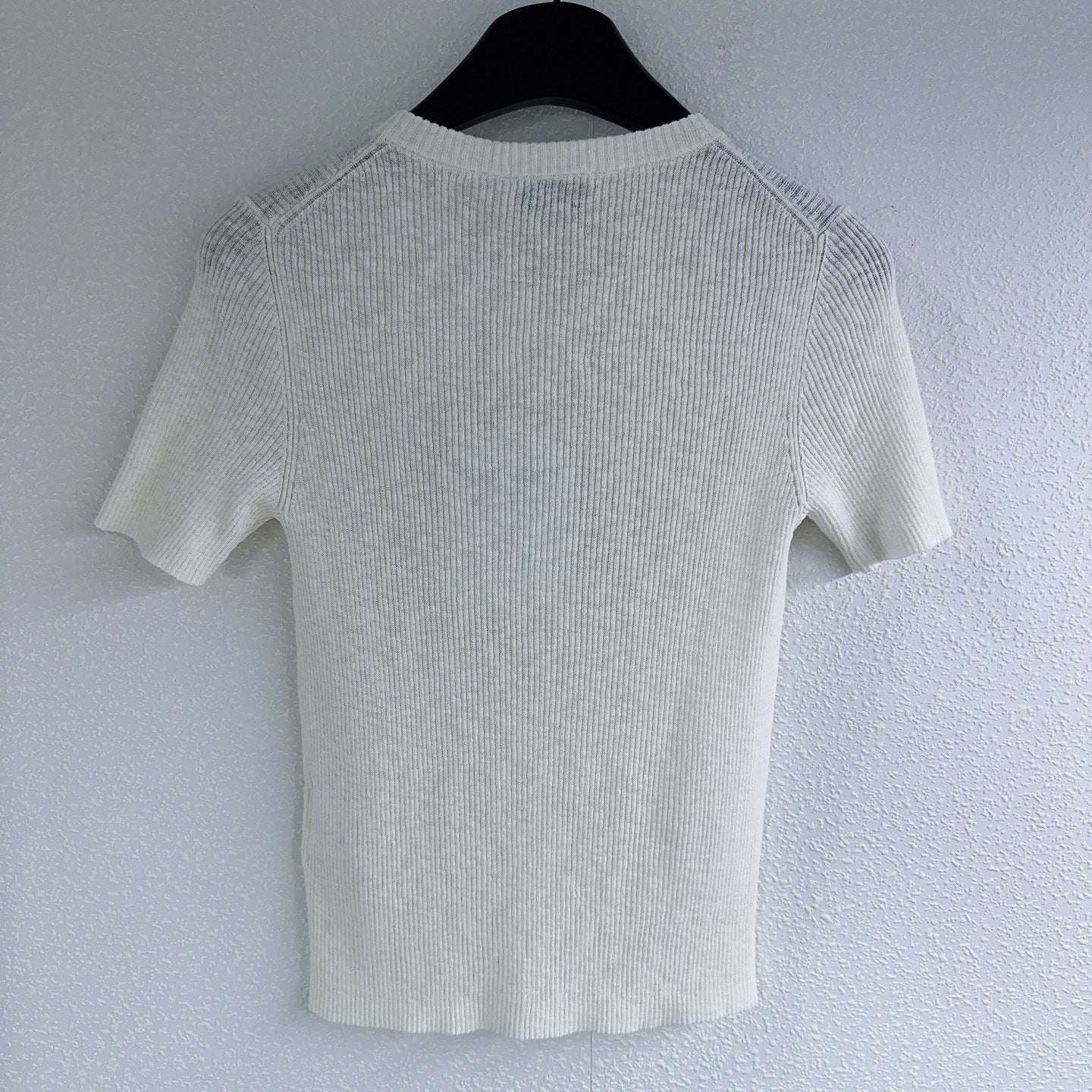Round neck button-down short-sleeved knitted half cardigan