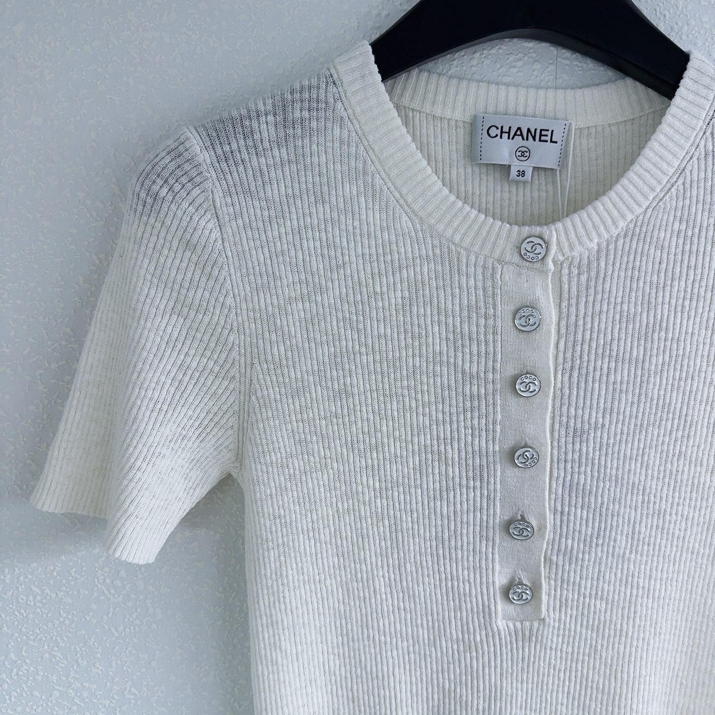 Round neck button-down short-sleeved knitted half cardigan