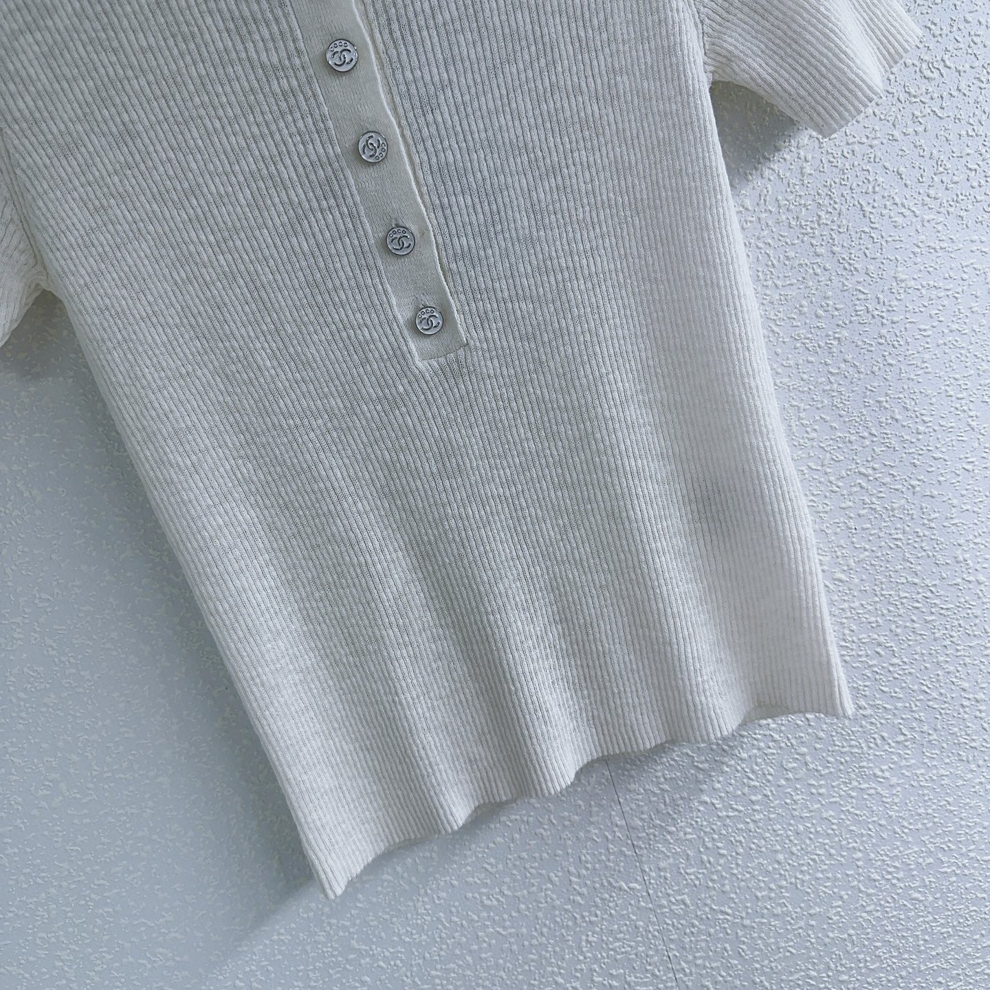 Round neck button-down short-sleeved knitted half cardigan