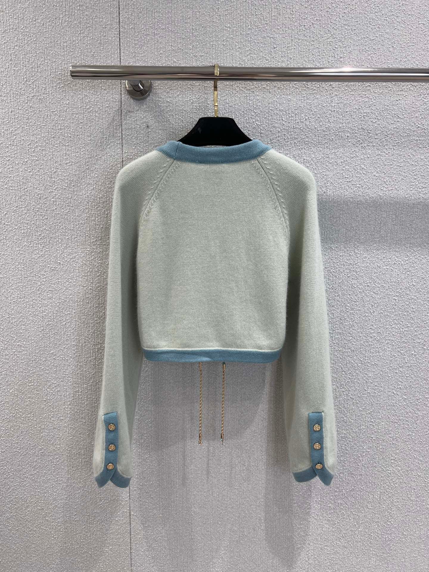Contrast hem tie knitted short cardigan