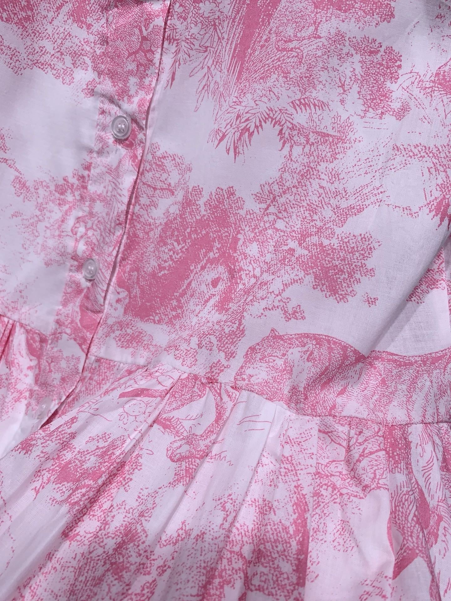 Short-sleeved printed long skirt