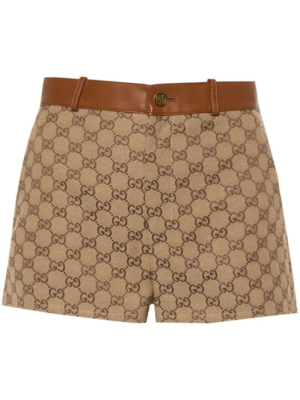 Short en toile et cuir