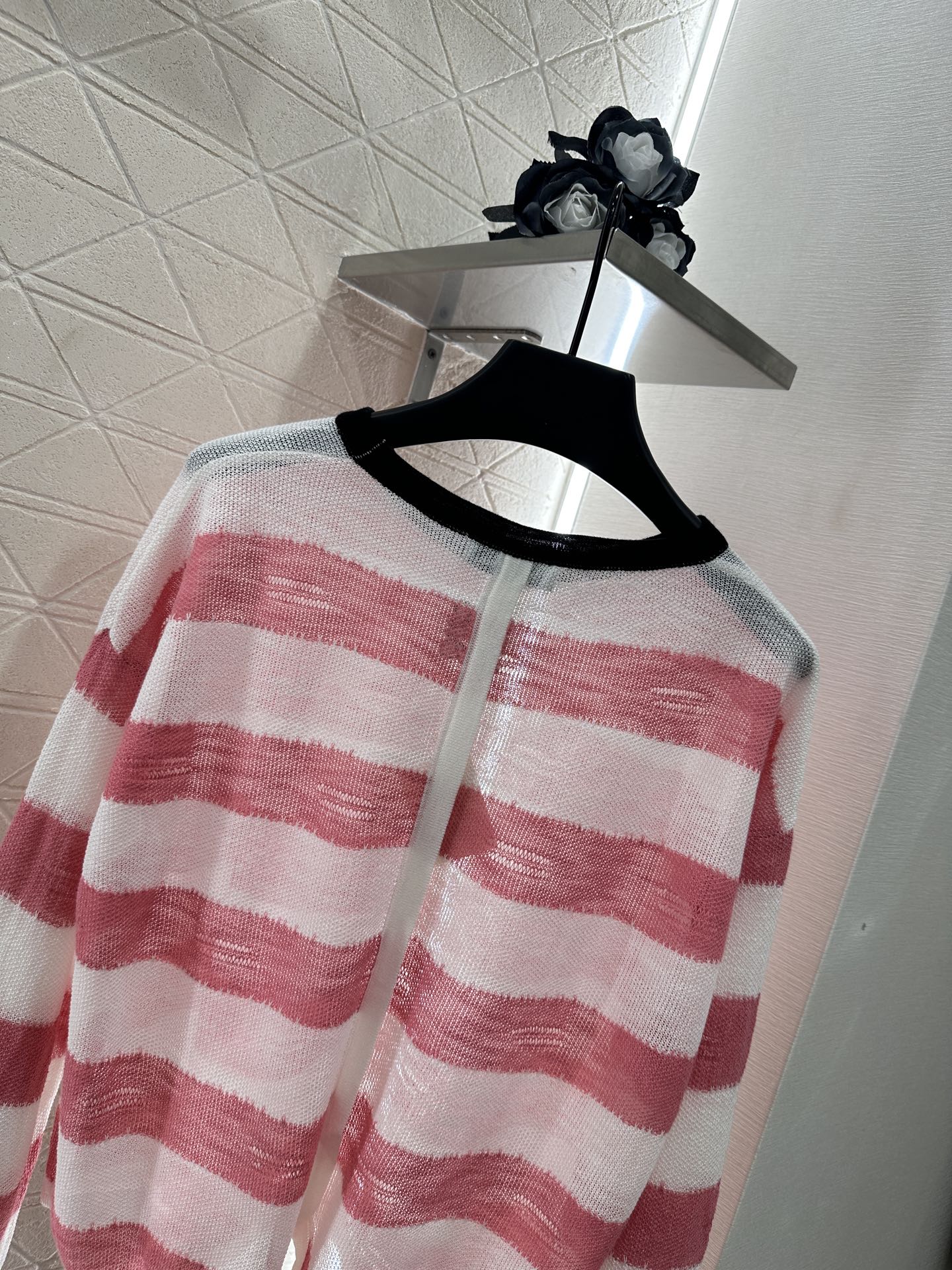 cardigan rayé en tricot à manches longues