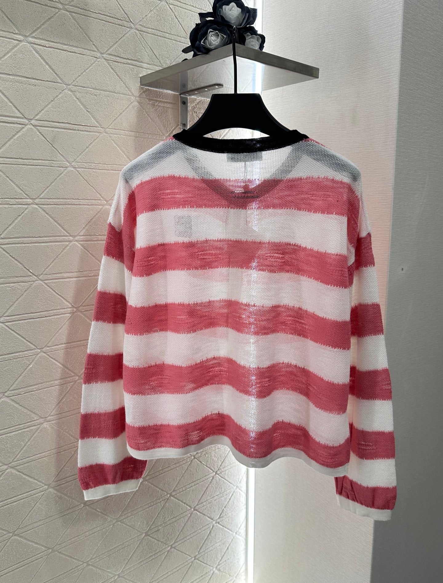 cardigan rayé en tricot à manches longues