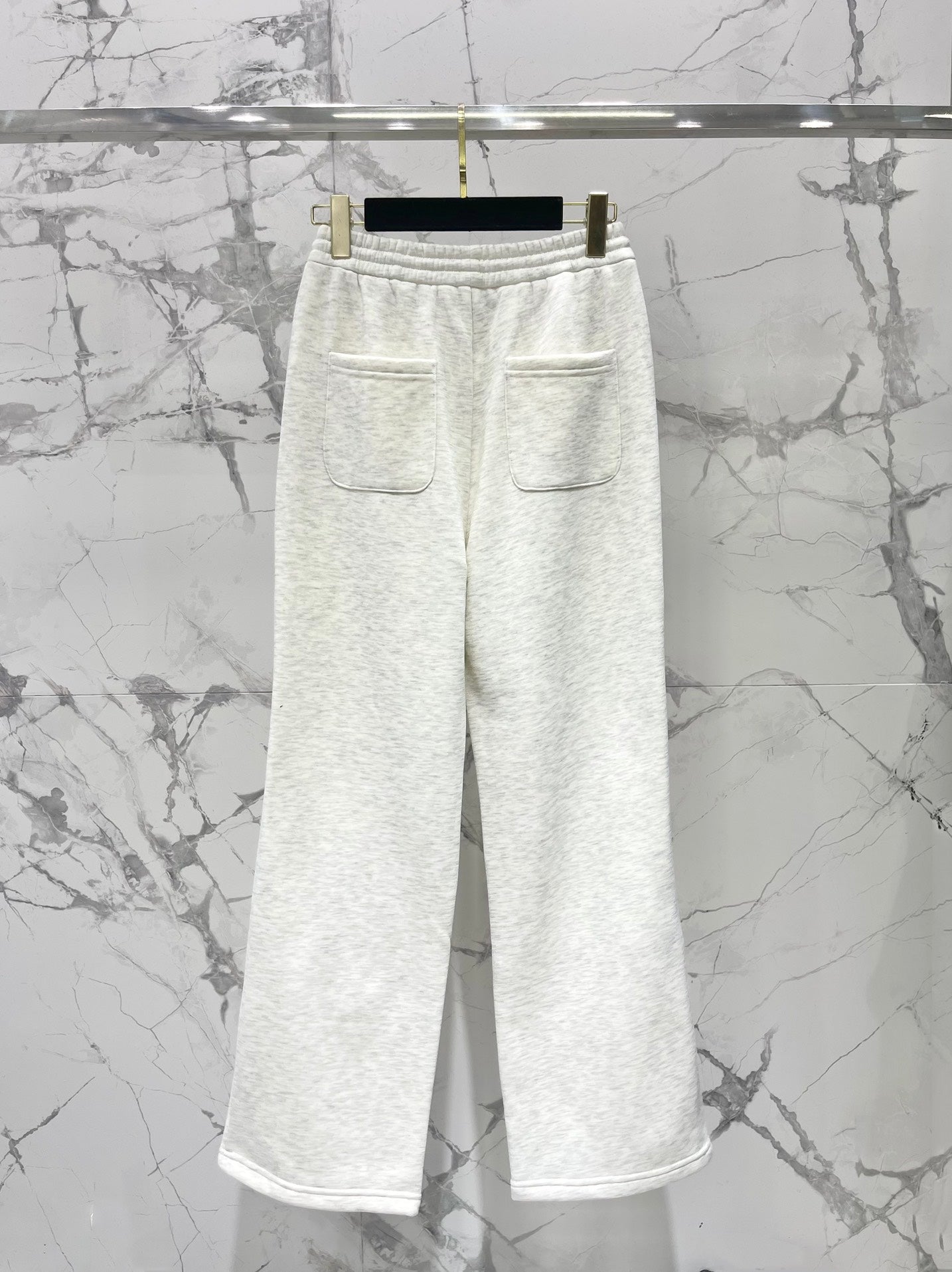 Pantalon de survêtement en peluche à taille serrée et jambe droite