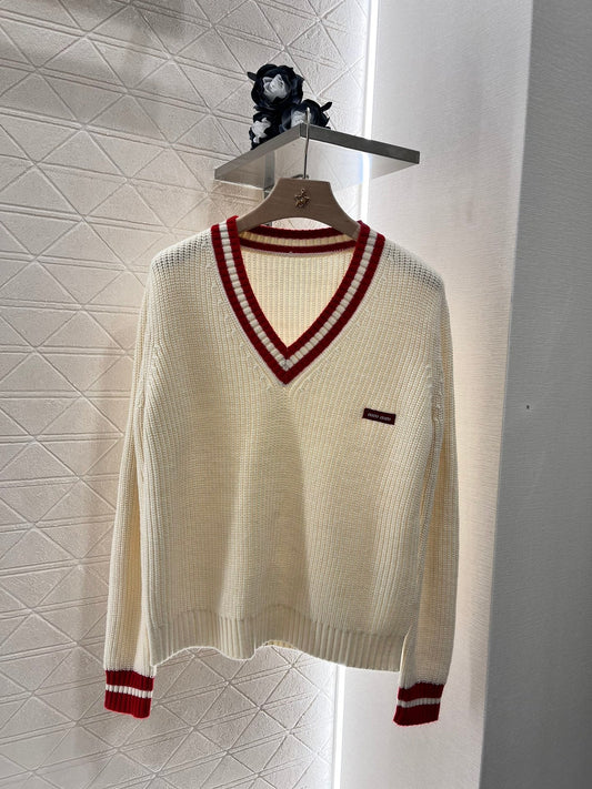 Pull en maille à col en V pour collège