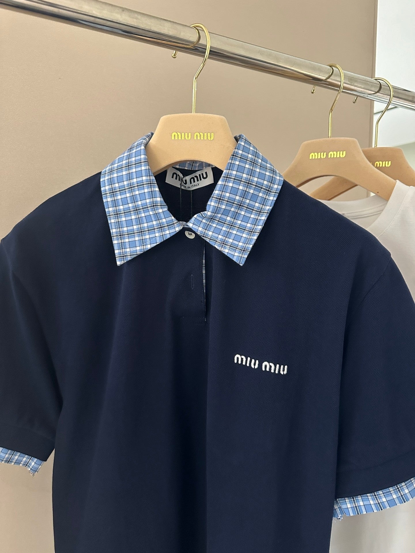Plaid Contrast Faux Two-Piece Polo Shirt | Preppy Retro Style