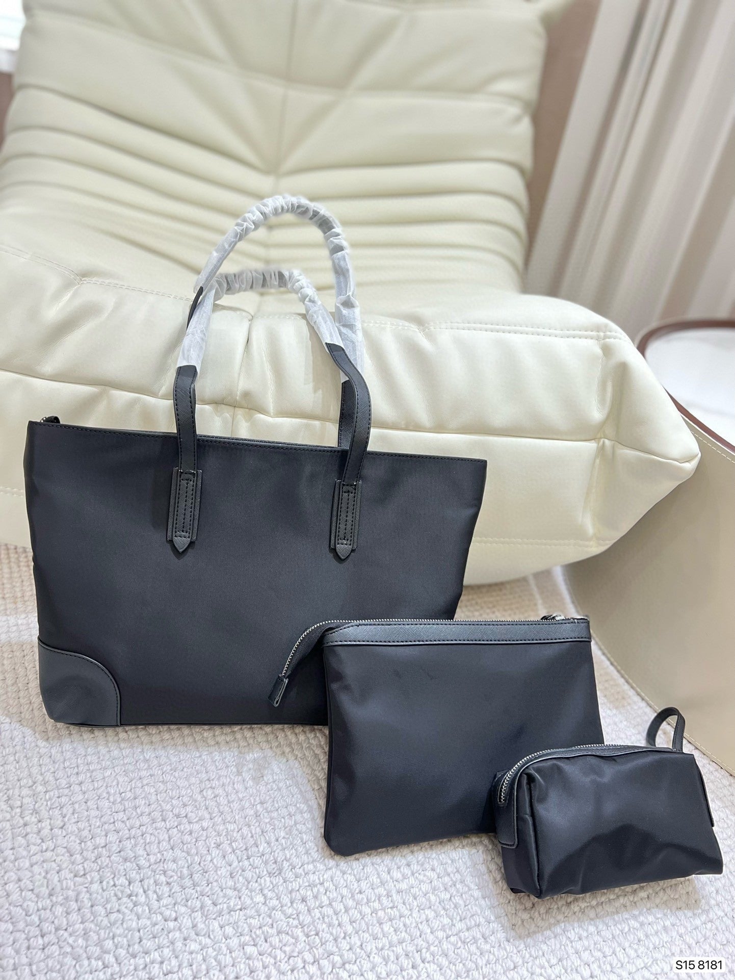 Black Nylon Tote with Detachable Organizer Set