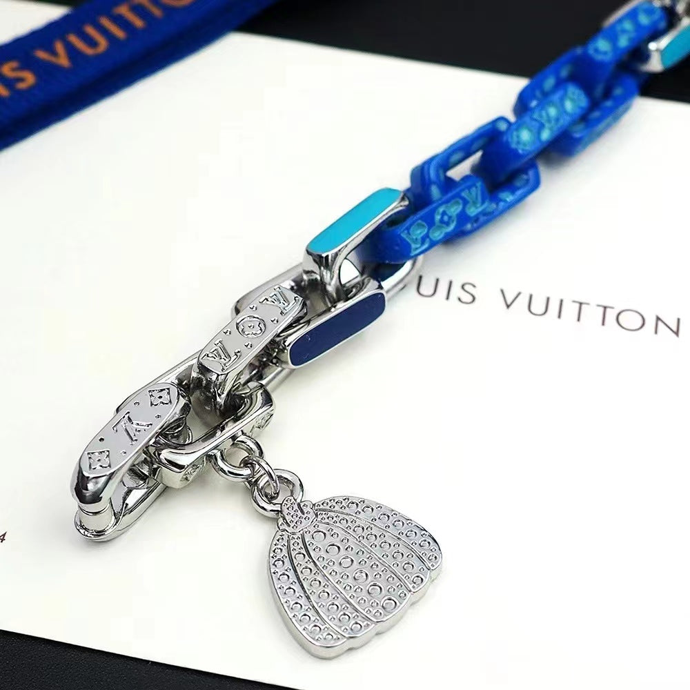 Blaues und silbernes Patchwork-Kürbisarmband 