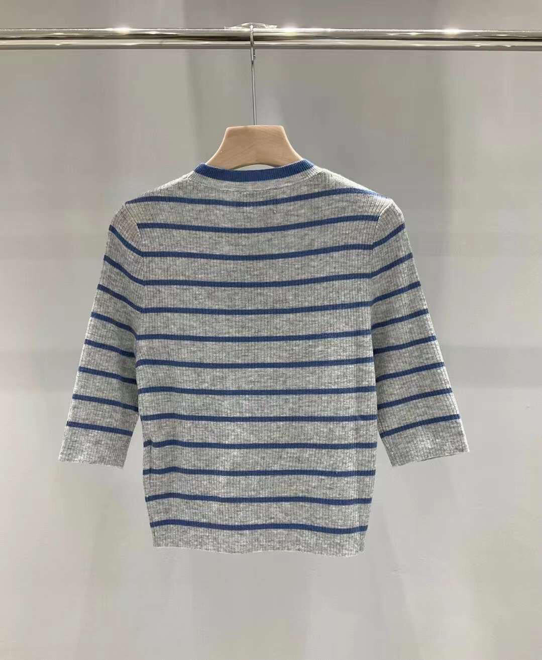 Manches courtes en tricot rayé