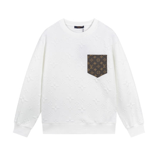 Der Meister persönlich entwarf eine neue Modemarke mit geprägtem Monogramm-Logo Rundhals-Sweatshirt