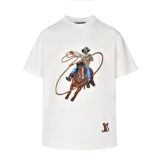 T-shirt blanc de cow-boy western 