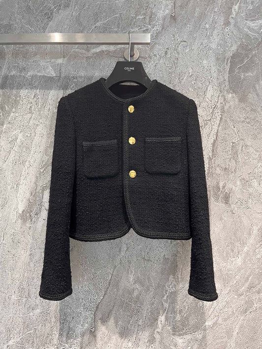 Veste en tweed noir et or