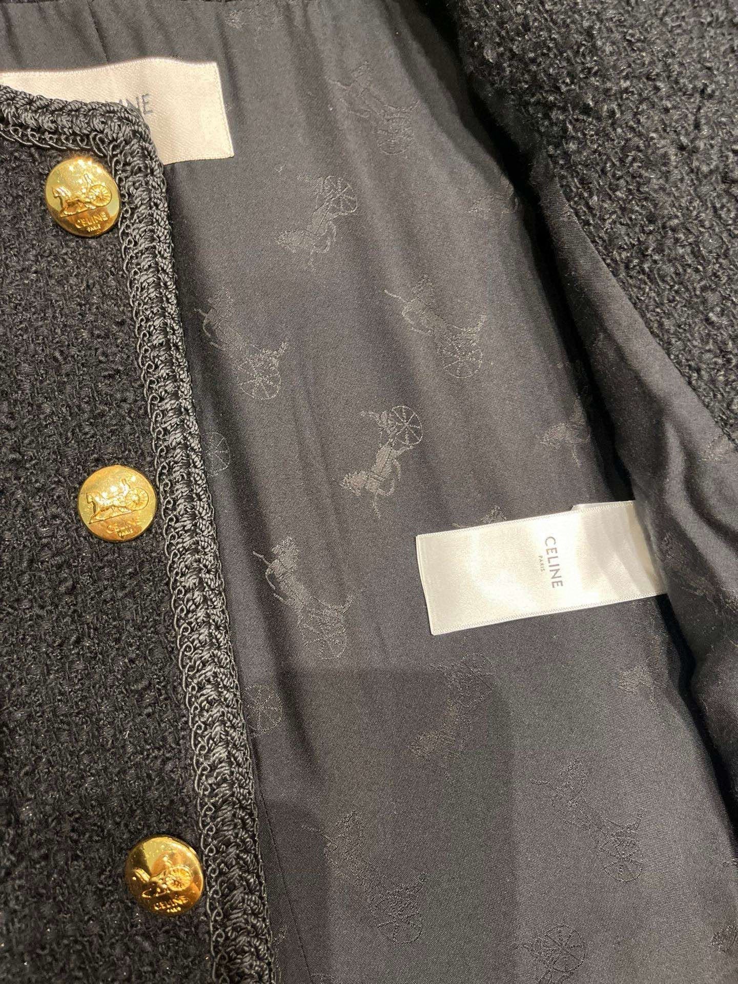 Veste en tweed noir et or