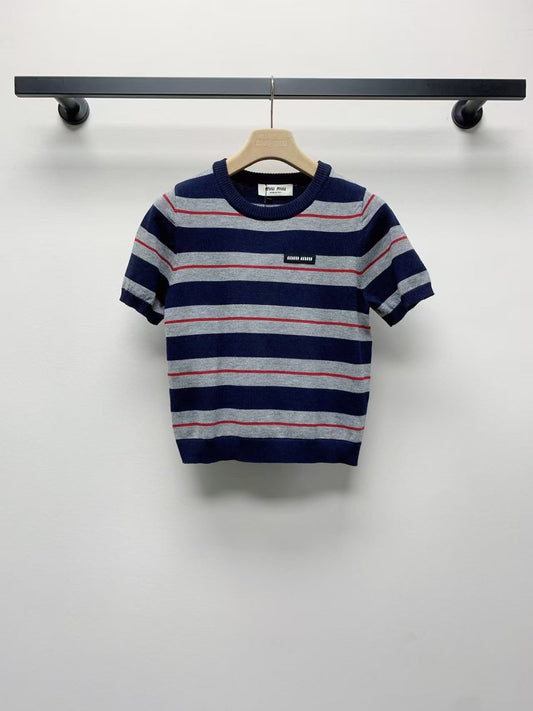 25ss nouvelle lettre rayée manches courtes