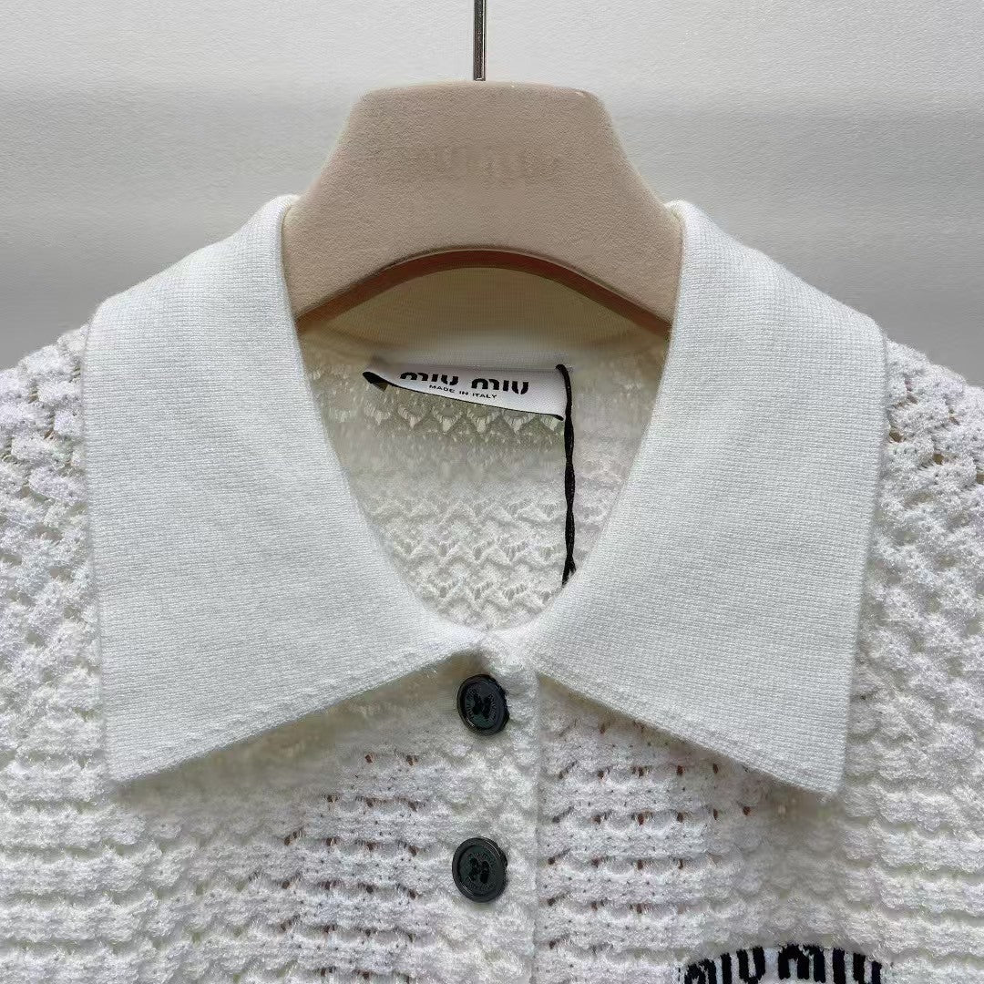 25ss Reversknopf Buchstaben Strickpullover kurze Ärmel