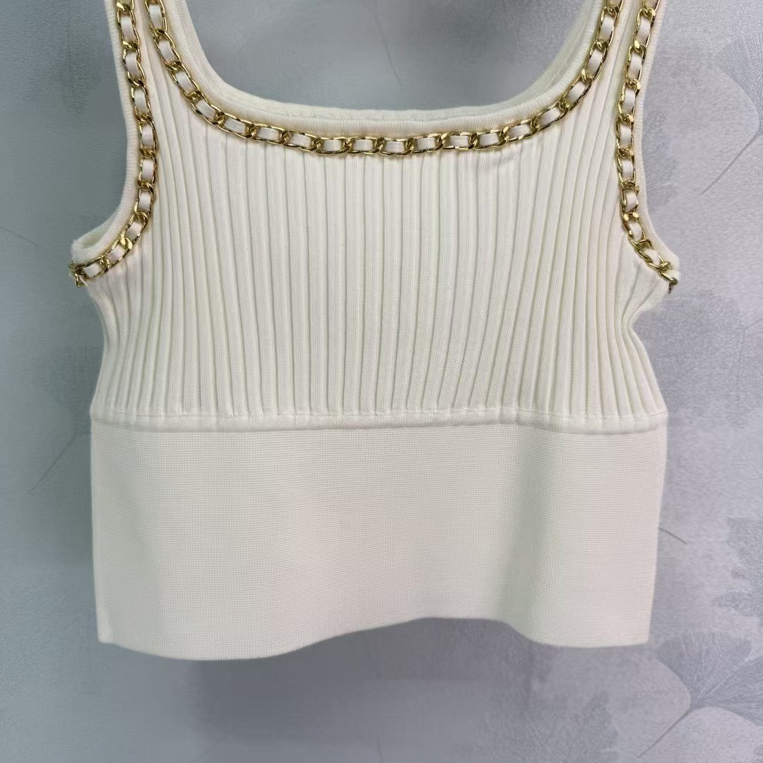 Gilet en maille chaîne délicate blanche