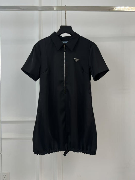 25 Revers Kurzarm Reißverschluss Lockeres Kleid