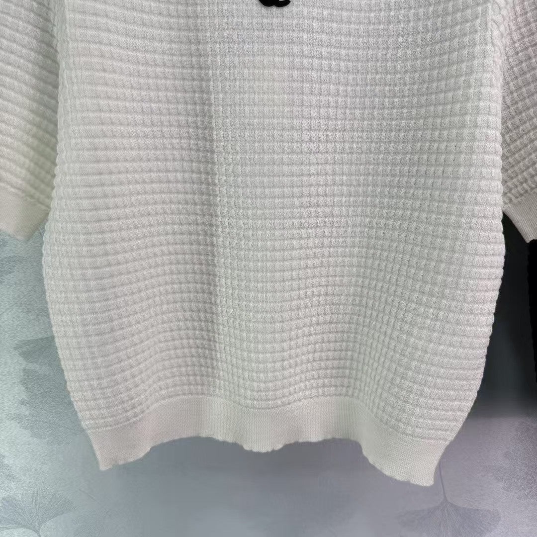 Nouveau pull tricoté à col rond et manches courtes pour le printemps et l'été