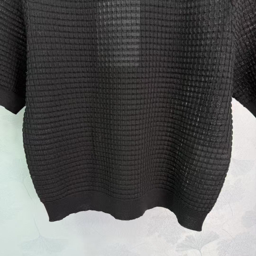 Nouveau pull tricoté à col rond et manches courtes pour le printemps et l'été